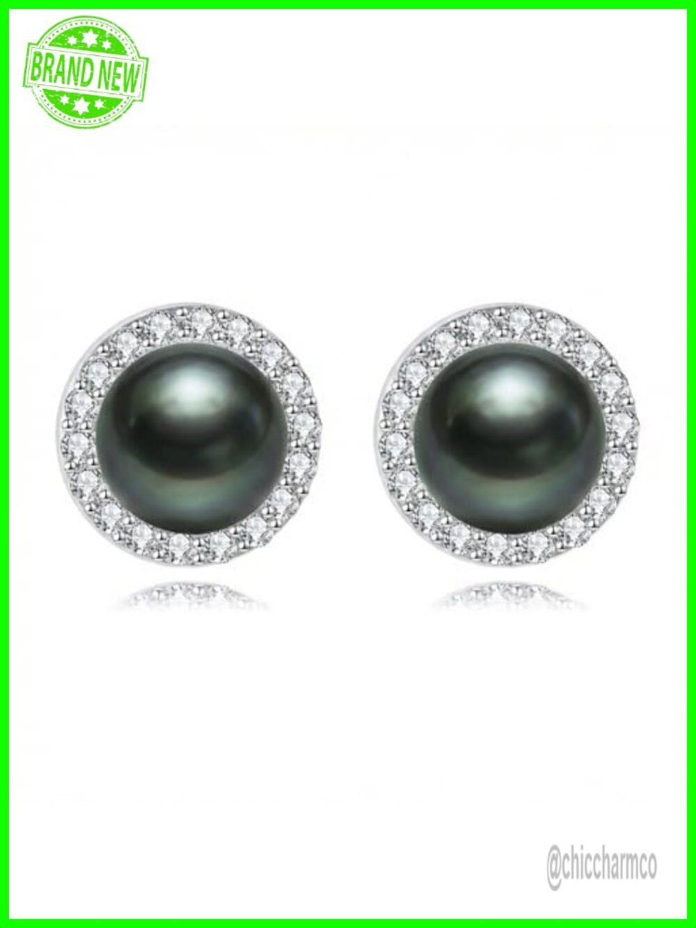 SISGEM Lab Grown Diamond Pearl Stud Earrings Sterling Silver